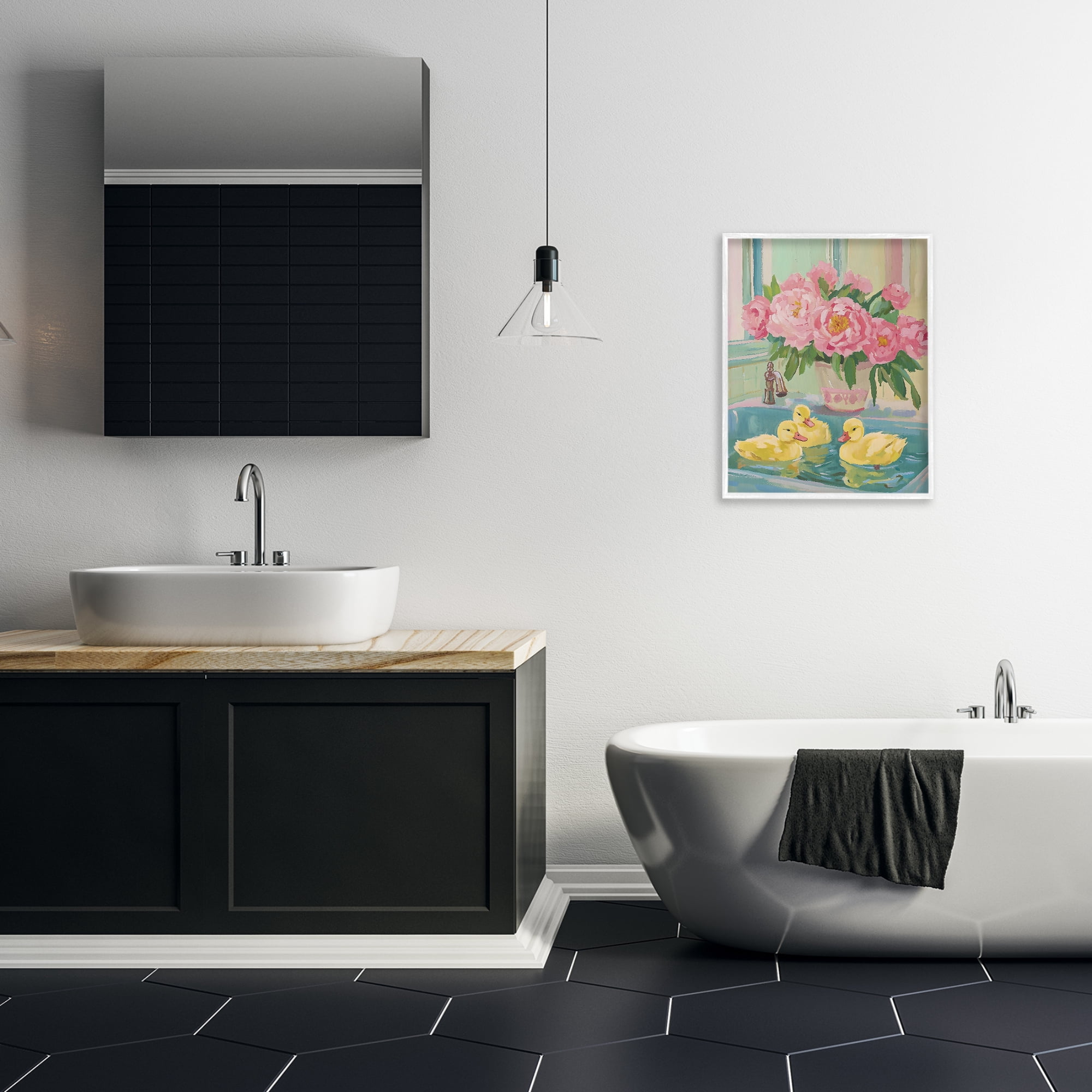 Stupell Industries Ducks in Sink Bath White Framed Giclee Art, design by The Prints Vibe