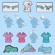 thumbnail image 2 of Juego de broches para blusas médicas para blusas, guantes azules, aleación, 2 of 2