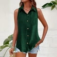 thumbnail image 2 of Linen Button down Tank Tops for Women Collared Dressy Casual Shirt Loose Sleeveless Tops Work Office Outfits, 2 of 9