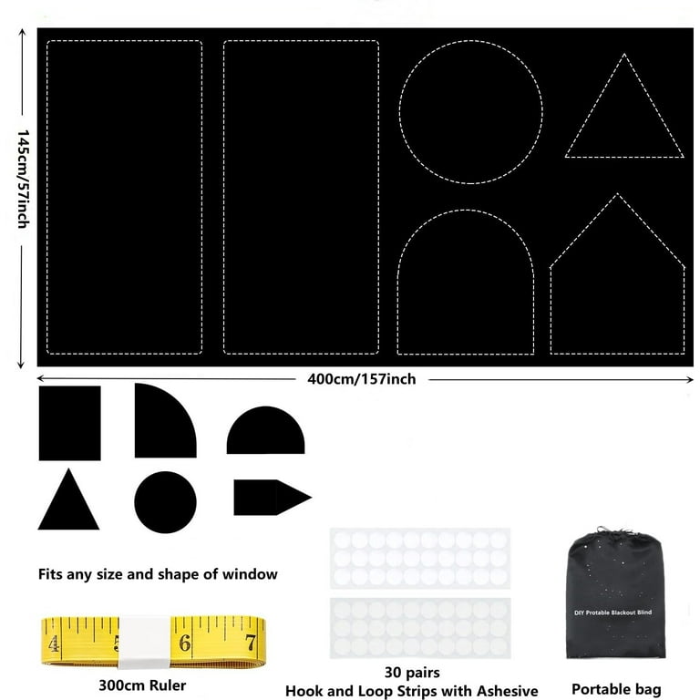 Joydeco Portable Blackout Shades - 157x57 Inch 100% Light Blocking Window Cover