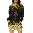 thumbnail image 1 of Pisexur Robe de Noël pour Femmes Mode Imprimé Verres de Vin Rouge Robe de Fête Décontractée à Manches Longues avec Capuche Robe d'Automne de Noël Mini Robe avec Poches, 1 of 4
