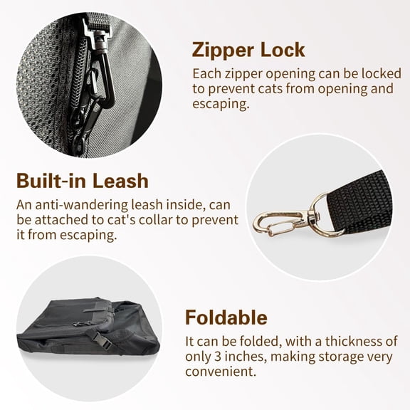 Large Cat Carrier, Portable Soft Sided Road Car Carrier, for Small Dog or Big Cats, 20"x13"x13" Outside Folding Comfortable Design, Black