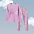 thumbnail image 2 of WEIYLL Ensemble de Pyjamas pour Filles Été Col Rond Manches Longues Imprimé Confortable Vêtements de Bébé Élégants pour 3-4 Ans 2 Pcs, 2 of 7