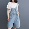thumbnail image 2 of Women's Casual Adjustable Strap Denim Bib Overalls Shortalls Romper Classic Trendy Summer Shorts Jumpsuits for Women, 2 of 7