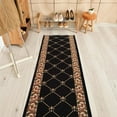 thumbnail image 1 of Custom Size Fleur De Lis French Design Black, Beige, Blue, Brown, Gray and Red Color Options Non-Slip Rubber Backing- 31 Inch Wide by Your Choice of Length-Hallway Stair Runner Carpet, 1 of 6