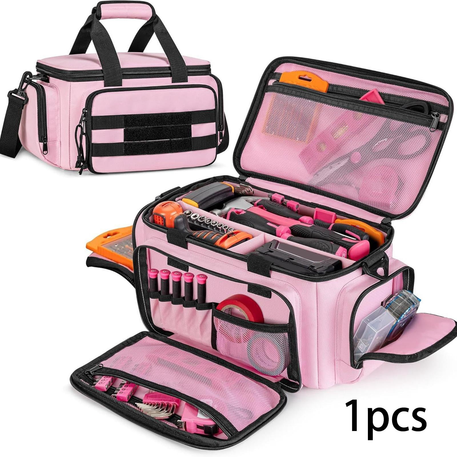 CarpNettore Pink Tool Bag for Women 13 inch Office Wide Mouth Girls Womens Tool Tote Bag