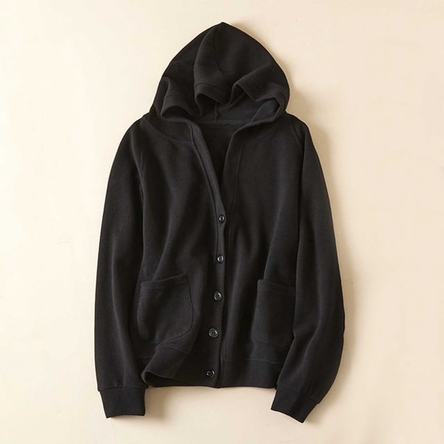 Pincandy Cardigan à Capuche pour Femme Veste Tricotée Automne à Empiècements Boutons Poche Mode Ample à Manches Longues Manteau