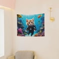 thumbnail image 3 of Uemuo Underwater Diving Cat Printed 29x37 Inch Tapestry Wall Hanging – Lightweight & Durable – Perfect for Dorm Decor, Beach Throw, Sofa Cover, Tablecloth, 3 of 8