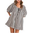 thumbnail image 2 of Bzhegqhd Woman Fashion Print Round Neck Drawstring Short Sleeve Pockets Jumpsuit, 2 of 8
