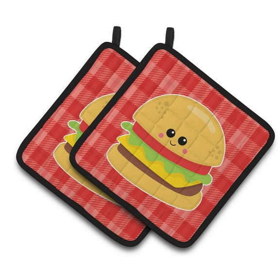 Caroline's Treasures Hamburger Face Pair of Pot Holders