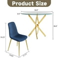 thumbnail image 3 of 5-Piece 36" Round Glass Dining Set, Clear Tempered Glass Table & 4 Velvet Chairs with Stainless Steel Legs for Kitchen, Meeting Room, 3 of 8