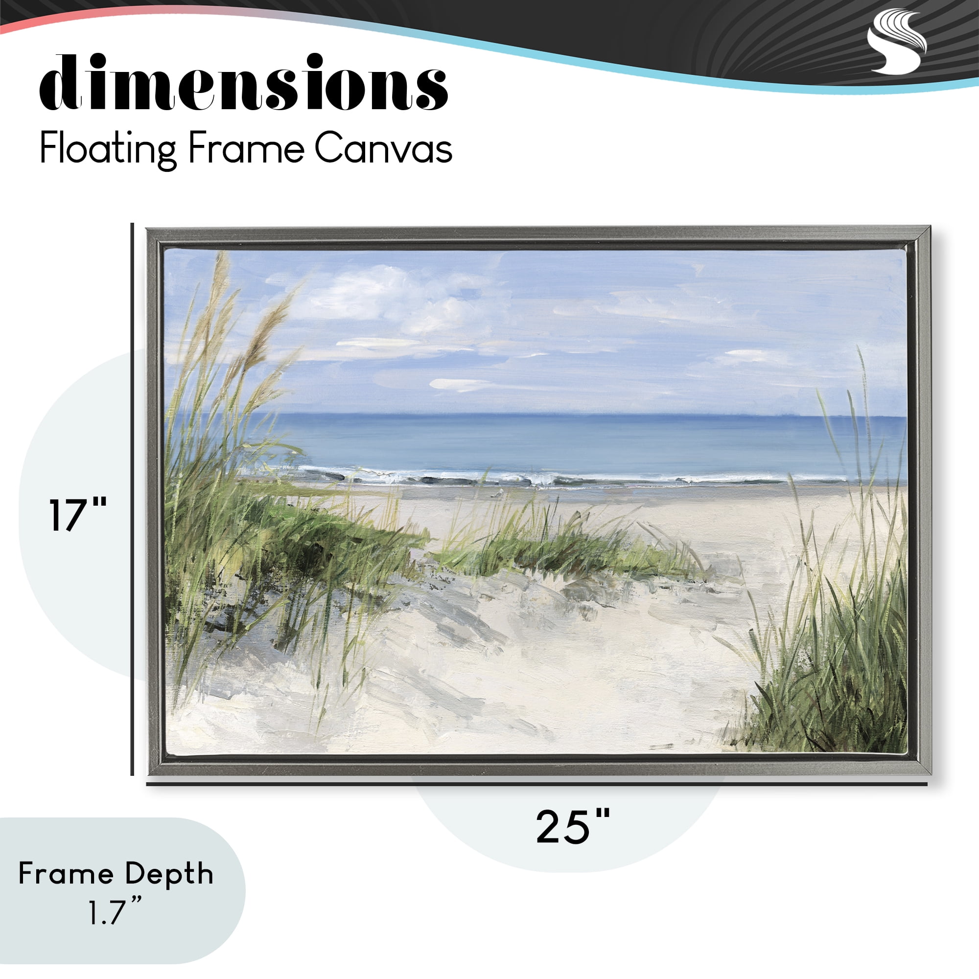 Stupell Industries Tall Grasses by Beach Coast Gray Framed Floater Canvas Wall Art, design by Sally Swatland