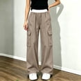 thumbnail image 2 of Sevevn Kids Girl's Cargo Sweatpants Wide Leg Baggy Athletic Pants Kids School Open Bottom Uniform Joggers with Pockets, 2 of 9