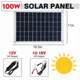 thumbnail image 4 of Cargador de batería de panel solar de 18W y 18V Silicio policristalino con controlador de carga de 10A, USB dual, CC, 4 of 5