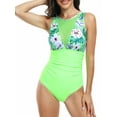 thumbnail image 1 of EYIIYE Maillot de Bain une Pièce d'Été pour Femmes P-2TG Sans Manches Court Col Rond Imprimé Floral Mode Plage, 1 of 6
