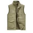 thumbnail image 2 of HOOMEUMY Mens Cargo Vest Stand Collar Jacket Padded Design Casual Workout Sleeveless Clothes Fashion 2025 Trendy Classic Solid Coat Khaki XXXL, 2 of 3