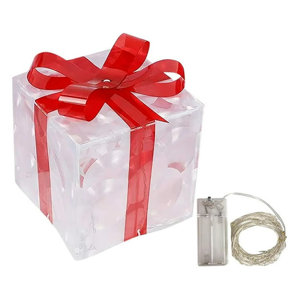 Billuyoard Decoración navideña brillante, adorno, caja de decoración, iluminación, regalo de fiesta, Exterior de Navidad Kits de decoración para fiestas