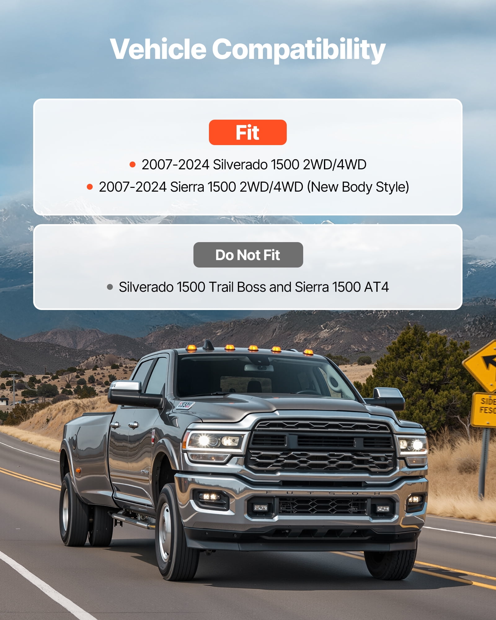 VEVOR 3 Inch Front Leveling Lift Kit for 2007-2024 Silverado 1500 2WD/4WD, 2007-2024 Sierra 1500 2WD/4WD (New Body Style), Chassis Level Kit with 2PCS Heavy Forged Aluminum Suspension Strut Spacers