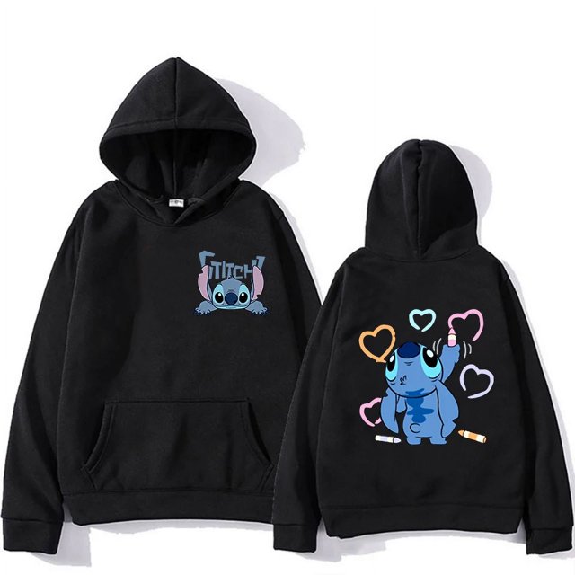 Sudadera con capucha de dibujos animados de Disney Stitch para mujer, ropa de calle de Manga, Harajuku, Anime, divertido, invierno, años 90