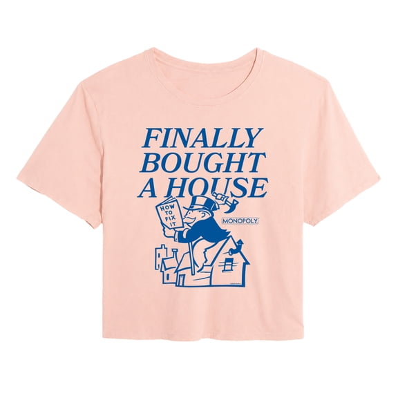 Monopoly - Finally Bought A House - Juniors Cropped Graphic T-Shirt