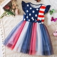 thumbnail image 2 of Sgkm Girl Dresses Summer Ruffle Sleeve Girls Party Dress with Independence Day Flag Star Pattern, 2 of 7