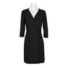 NANETTE Nanette Lepore V-Neck Long Sleeve Trench Solid Stretch Crepe Dress-VERY BLACK / 12