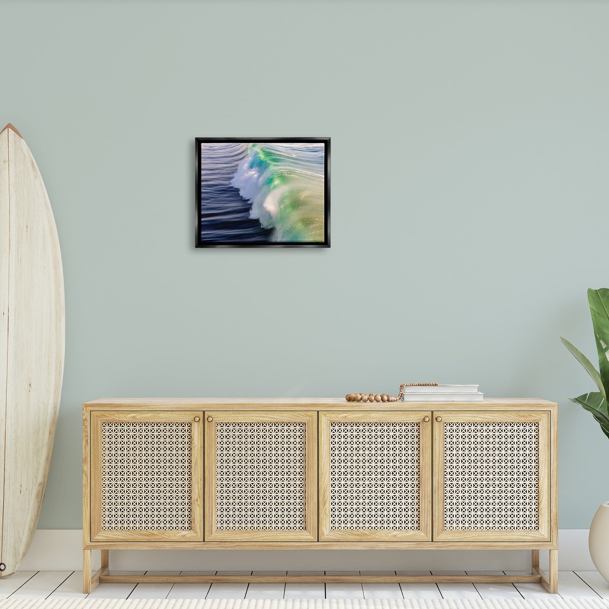 Stupell Industries Rolling Sea Waves Deep Ocean Water Photography Photograph Jet Black Floating Framed Canvas Print Wall Art, Design by Jeff Poe Photography