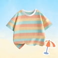 thumbnail image 7 of Cethrio Boys Stripe T-shirts, Casual Soft Crew Neck Short Sleeve Summer Tops Yellow Size 10-12, 7 of 7