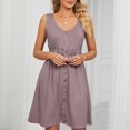 thumbnail image 5 of Tumotour Summer Tank Dress for Women Mini Dress Women's Sleeveless V-Neck Solid Color Pocket Makings Dress, 5 of 8