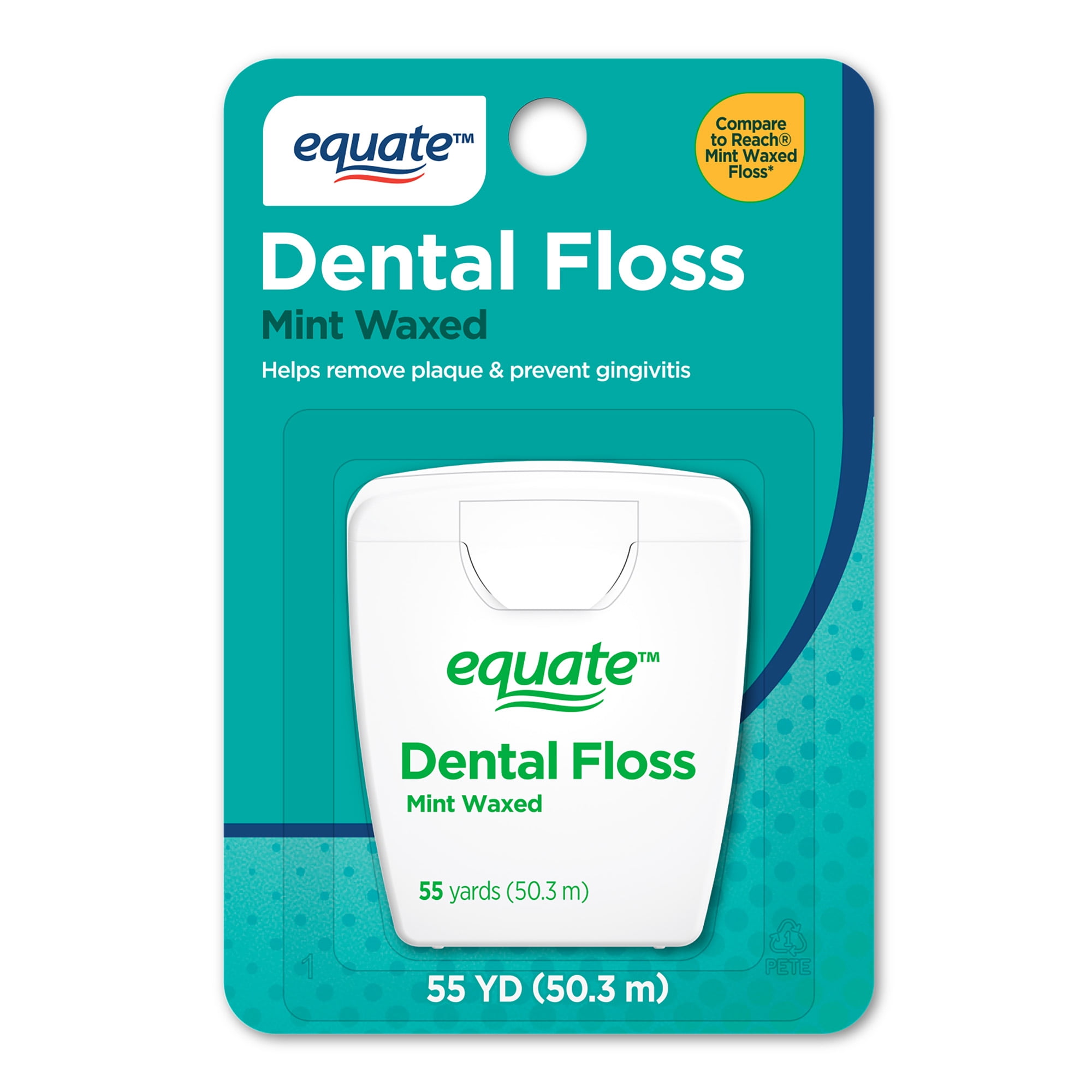 Equate Nylon Dental Floss, Mint Waxed, 55 yds