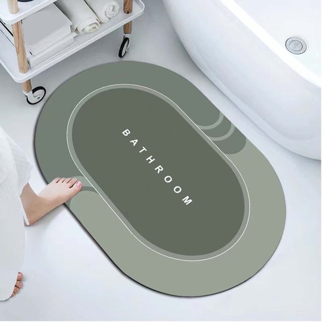 Alfombrilla de baño Diatomite, 40x60cm Alfombra azul antideslizante de secado rápido absorbente de agua para ducha, lavabo, área de inodoro, poliéster de estilo moderno con respaldo de goma, lavable
