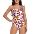 thumbnail image 4 of Daiia Squirrel In The Forest Women's One Piece Swimsuits Personalized One Shoulder Swimwear Asymmetric Ruffle Bathing Suits-XX-Large, 4 of 8