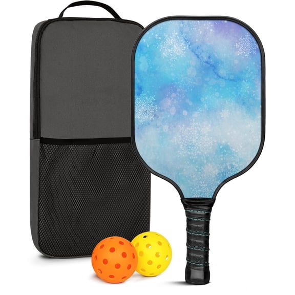 Pickleball Paddles Set Of 1, Fiberglass Surface, Ice Crystal Print, 1 Paddle, 2 Balls & Bag