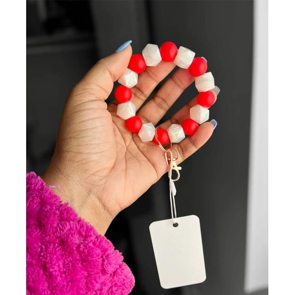 Pearl Hexagon Chunky Silicone Keychain