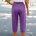 thumbnail image 4 of Yievot Capri Lounge Pants for Women Elastic Waist Drawstring Loose Casual Summer Cropped Trousers with Pockets, 4 of 5