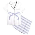 thumbnail image 1 of Ensemble de Pyjama Rayé pour Filles Haut à Manches Courtes et Shorts Confortables pour Tout-Petits et Enfants, 1 of 3