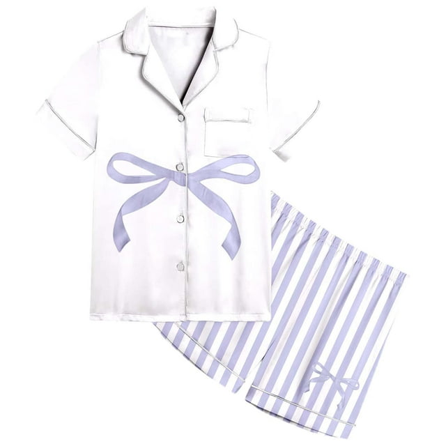 Ensemble de Pyjama à Rayures pour Filles, Tout-Petits et Enfants – Pyjama Court à Manches Courtes pour le Printemps et l'Été