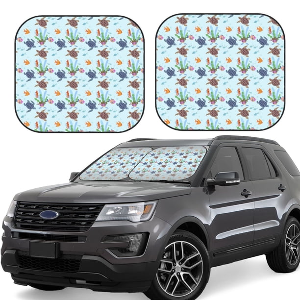 Balery Turtle Parasol para parabrisas de coche de 2 piezas | Parasol plegable para parabrisas delantero de coche para la mayoría de sedanes-Large