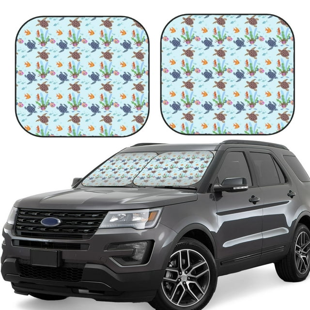 Balery Turtle Parasol para parabrisas de coche de 2 piezas | Parasol plegable para parabrisas delantero de coche para la mayoría de sedanes-Large