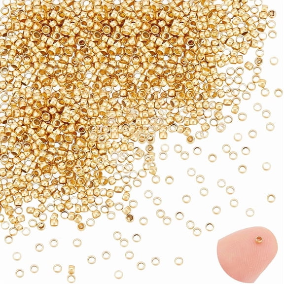 400Pcs 24K Gold Plated Spacer Beads 1.5mm Mini Rondelle Stainless Steel Beads Metal Stopper Beads for DIY Necklaces Bracelets Jewelry Making Gold