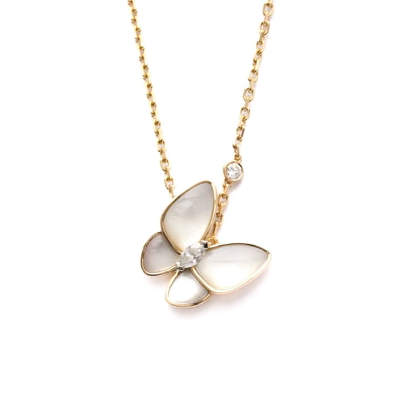 Pre-Owned Van Cleef & Arpels De Papillon Diamond Necklace Pink Gold (18K)... (Good)