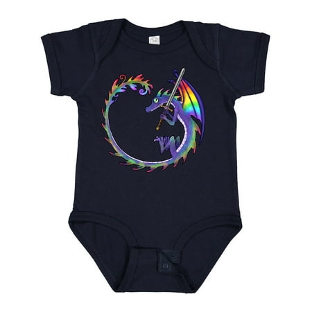 

Inktastic Rainbow Dragon with Sword Gift Baby Boy or Baby Girl Bodysuit
