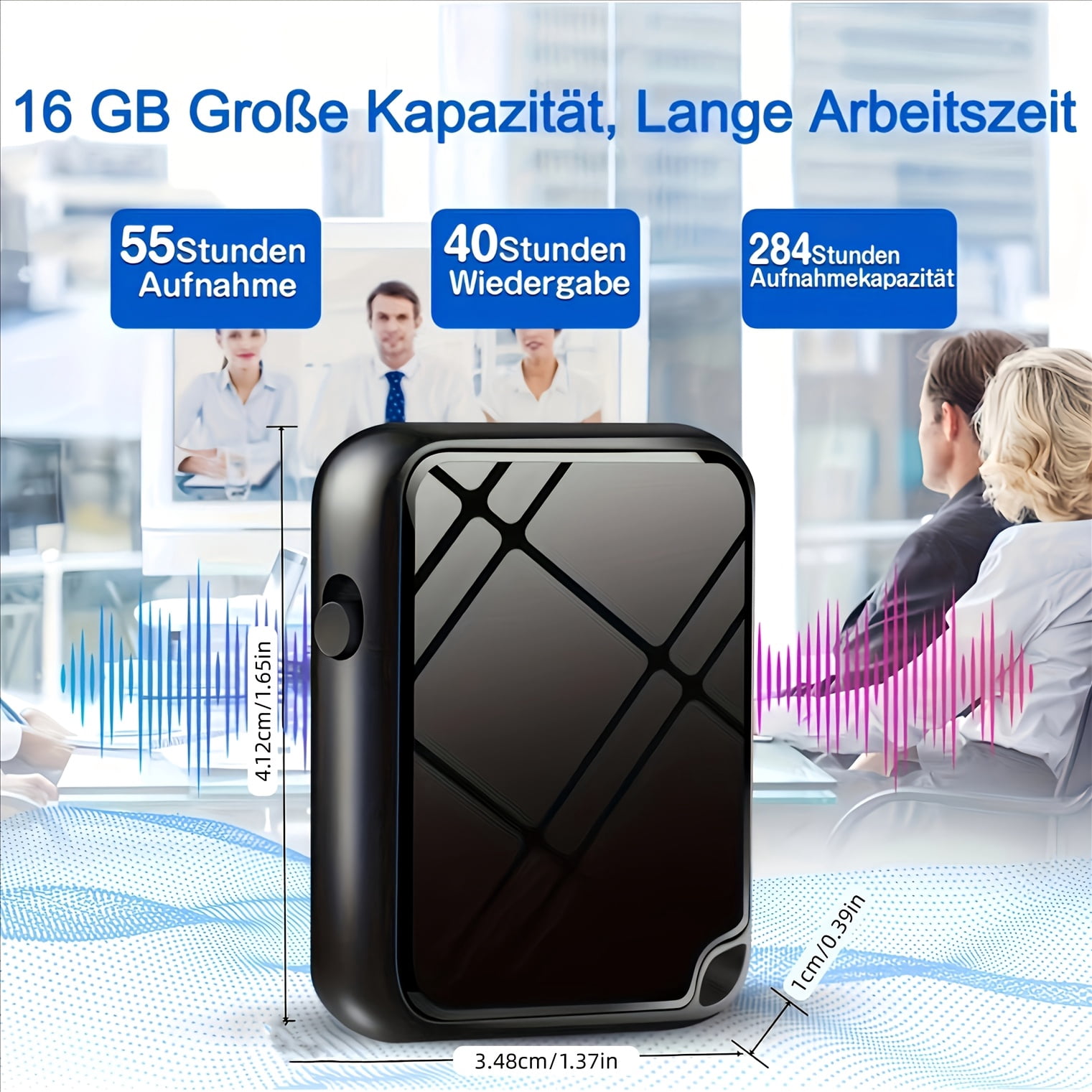 Portable Voice Recorder with AI Noise Reduction, 50H Continuous Recording, 32GB/64GB Large Capacity, USB Rechargeable & Voice-Activated for Playback