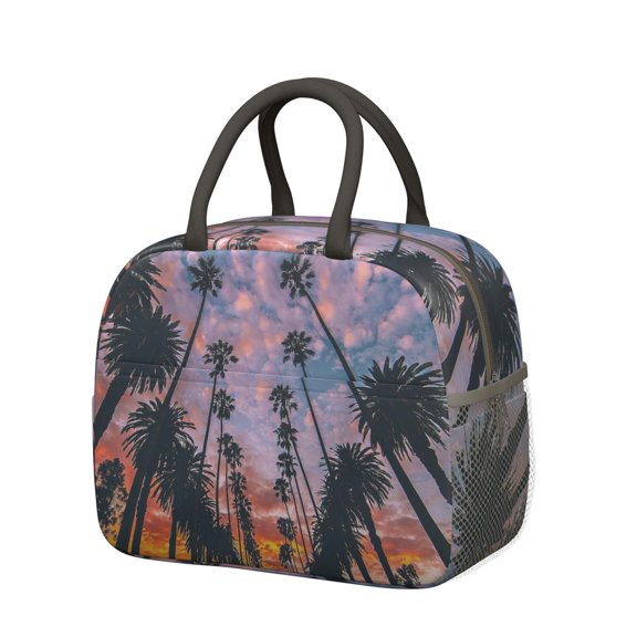 Minimalist Palm Tree Lunch Tote - Waterproof & Thermal Insulated - Large Capacity with Outer Storage - Perfect for Commuters & Busy Professionals
