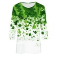 thumbnail image 5 of YUNAFFT Stylish St. Patrick's Day Print Women's Casual Top with Round Neck Three-Quarter Sleeves Loose Fit Comfortable and Stretchy for Everyday Wear, 5 of 5