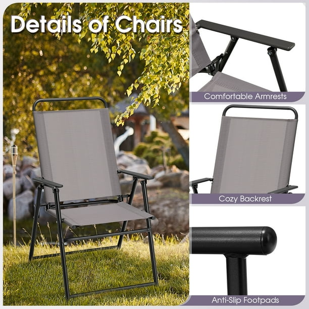 Topbuy Outdoor Folding Chairs Set of 4 Lightweight High Back