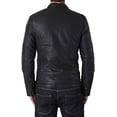 thumbnail image 2 of Men's Genuine Black Lambskin Leather Jacket Slim fit Biker Motorcycle jacket A447, 2 of 3