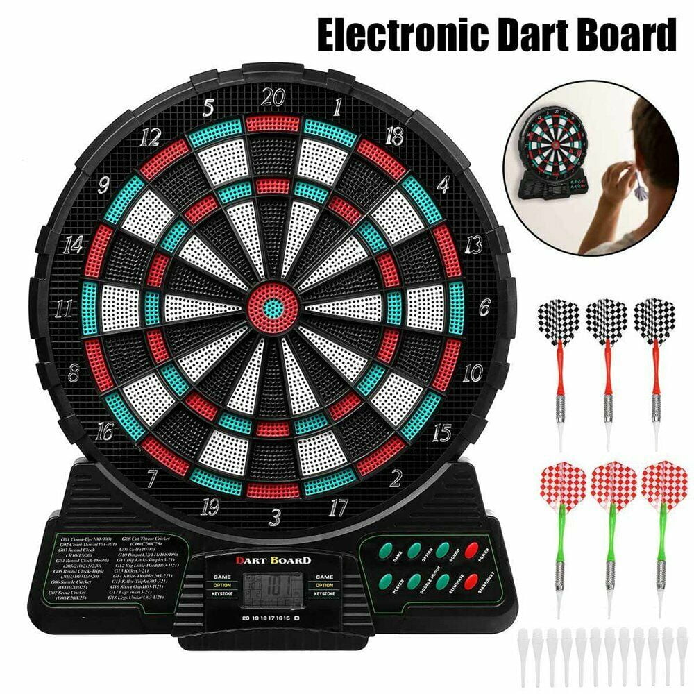 LCD Display Electronic Dart Board Set with 6 Soft Tip Darts Autoscoring 15in US