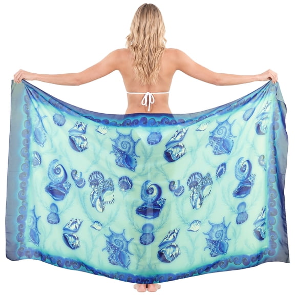 HAPPY BAY Women's Beachwear Sarong Coverups Bikini Skirt Swimsuit Swim Cover up Summer Wraps Swimwear Beach Wrap Skirts for Women One Size Sea Shell, Blue