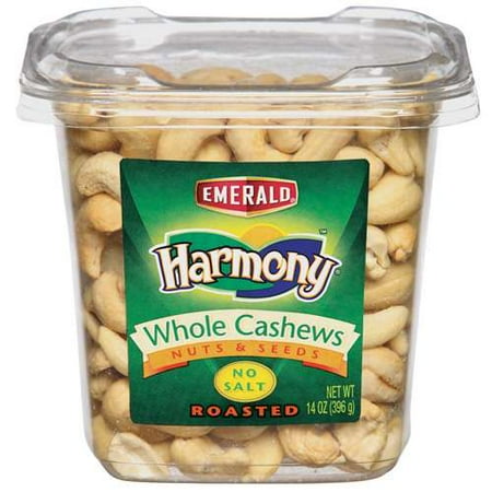 Emerald Harmony: Roasted No Salt Whole Cashews, 14 Oz